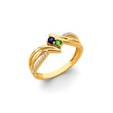 14KY CZ 2 Stone Month Ring (RG3098)