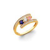 14KY CZ 3 Stone Month Ring (RG3102)