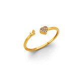 14KY Open Cuff Heart CZ Ring (RG3117)