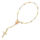 Gold Virgin Mary Beaded Cross Bracelet