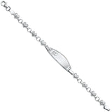 White Gold and Heart Link Baby ID Bracelet