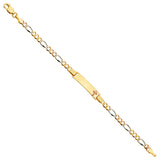 14K 3C Figaro 3+1 080 Cross Baby ID Bracelet (AB340)