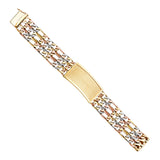 14K 3C 3L Nugget Figaro Link Frame ID Bracelet (AB352)