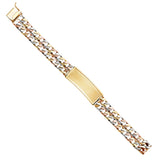 14K 3C 2L Nugget Cuban Link Frame ID Bracelet (AB354)