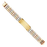 14K 3C 3L Nugget Figaro Link Frame ID Bracelet (AB355)