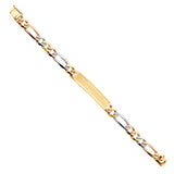 14K 3C DC Figaro Frame ID Bracelet (AB368)