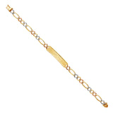14K 3C DC Figaro Frame ID Bracelet (AB370)