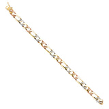 14K 3C Nugget Figaro Link Bracelet (AB377)