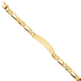 14KY Nugget Figaro Link Frame ID Bracelet (AB438)