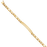 14KY Nugget Figaro Link Frame ID Bracelet (AB439)
