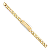 14KY Stamp Nugget Cuban Link Frame ID Bracelet (AB482)