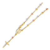 Gold Jesus Christ Beaded Cross Necklace