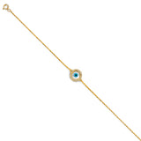 Gold Turquiose Circular Evil Eye Bracelet