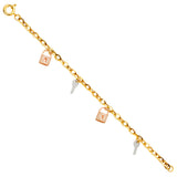 14K 3C Key & Lock CZ Bracelet (AB715)
