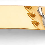 14K 2T Figaro WP Flower ID Bracelet (AB865)