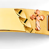 14K 2T Figaro WP Cross ID Bracelet (AB899)