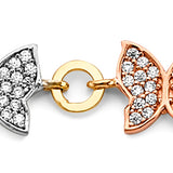 14K 3C CZ Butterfly Bracelet (AB985)