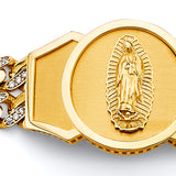 14K 2T 2Line CZ Cuban Guadalupe ID Bracelet (AB1002)