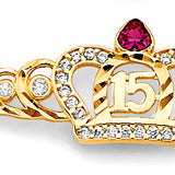 14K 2T CZ 15 Years Crown Bracelet (AB1016)