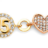 14K 3C CZ 15 Years Bracelet (AB1019)