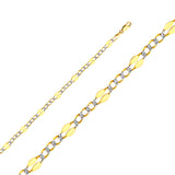 Two-Toned Stamped Figaro White Pave Chain