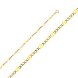 Two-Toned Stamped Figaro White Pave Chain