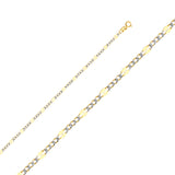 Two-Toned Stamped Figaro White Pave Chain