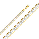 Gold Flat Mariner White Pave Chain