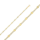 Two-Toned Stamped Figaro White Pave Chain