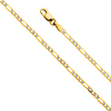 Two-Toned Light Figaro Fancy D.C White Pave Chain