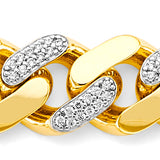 14K 2T 13.5mm Monaco Curb with CZ Link Chain (CH591)