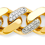 14K 2T 11.5mm Monaco Curb with CZ Link Chain (CH592)