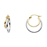 14K 2T 2 Line Hollow Hoop Earrings (18mm) (ER15)