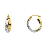 14K 2T DC 2LNE Extra Shape Hoop Earrings (16mm) (ER17)