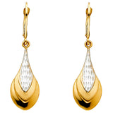 14K 2T Tear Drop Hollow Earrings with Lever Back (ER23)