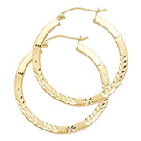 14KY Budded DC Square Tube Hoop Earrings (30mm) (ER28)