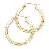 14KY Budded DC Square Tube Hoop Earrings (25mm) (ER29)