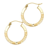 14KY Budded DC Square Tube Hoop Earrings (20mm) (ER30)