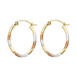 14K 3C Square Tube Oval Hoop Earrings (16X20mm) (ER35)