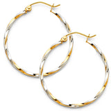 14K 2T Curled Hoop Earrings (30mm) (ER39)