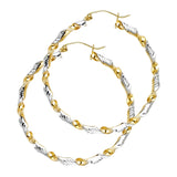 14K 2T DC Swirl Hoop Earrings (40mm) (ER61)
