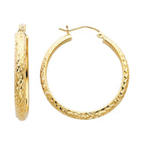 14KY DC 3.5mm Hollow Round Tube Hoop Earrings (30mm) (ER75)