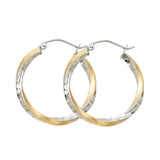 14K 2T SF DC 2.6mm Swirl Hoop Earrings (20mm) (ER93)