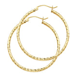 14KY Silk DC 1.5mm Round Tube Hoop Earrings (35mm) (ER107)