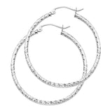 14KW Silk DC 1.5mm Round Tube Hoop Earrings (35mm) (ER107W)