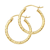 14KY Silk DC 1.5mm Round Tube Hoop Earrings (20mm) (ER109)