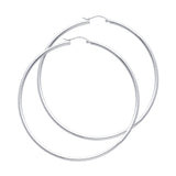 14KW 2mm Round Tube Polished Hoop Earrings (65mm) (ER134W)