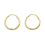 14KY 1.5mm Budded DC Endless Hoop Earrings (16mm) (ER150)
