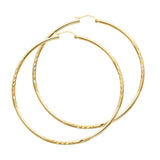 14KY 2mm Budded DC Round Tube Hoop Earrings (65mm) (ER160)