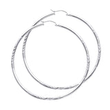 14KW 2mm Budded DC Round Tube Hoop Earrings (65mm) (ER160W)
